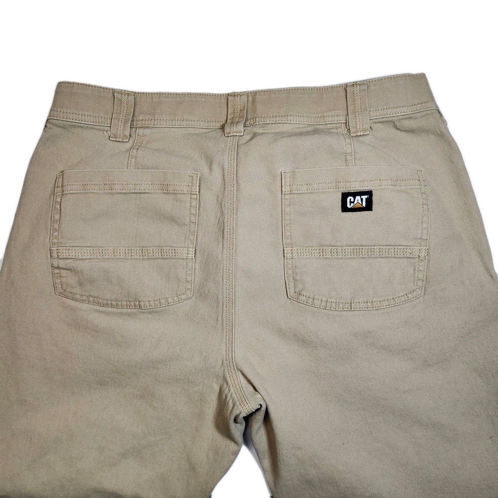 CAT Caterpillar Work Pants Mens 34x30 Khaki Stretch Utility Workwear - Picture 6 of 7